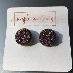 Metallic Bronze Druzy Studs